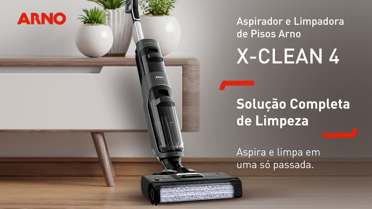 Aspirador e Limpadora de Pisos Sem Fio Arno X-CLEAN