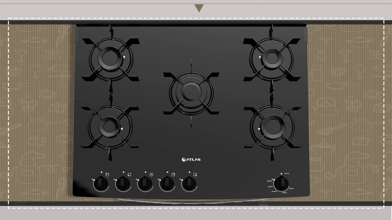 Fogão Atlas Mônaco Top Glass MESA 4 BOCAS