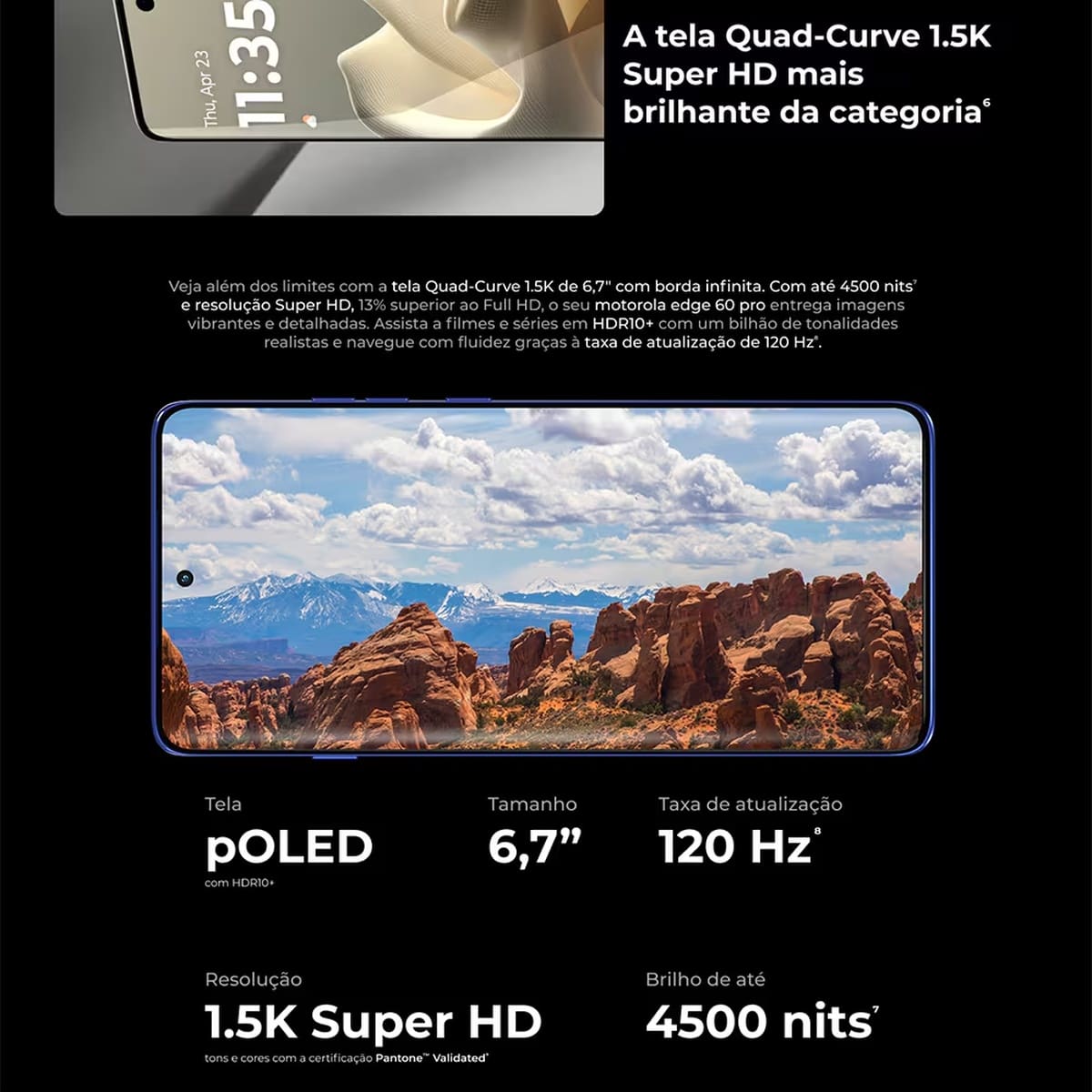 Smartphone Motorola Edge 60 Pro 5G Cinza 512GB