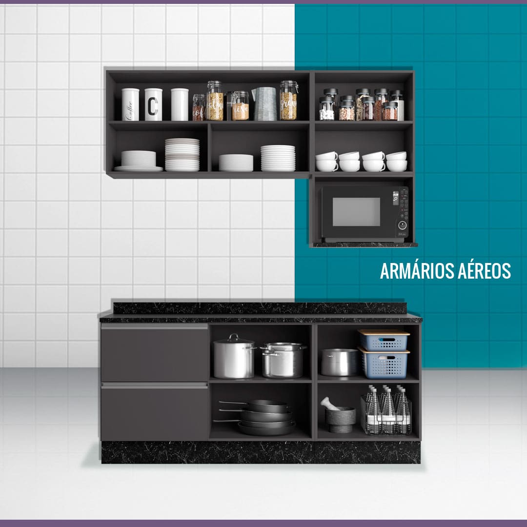 Cozinha Bartira Línea armário porta vidro