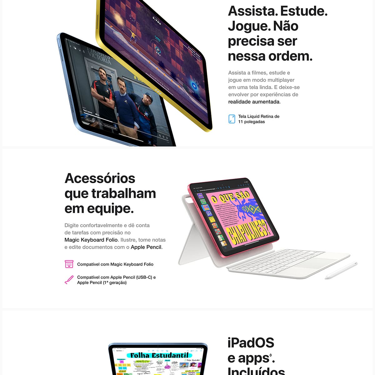 Apple iPad 11" Wi-Fi 128GB A16 Tela Liquid Retina 12MP Prateado