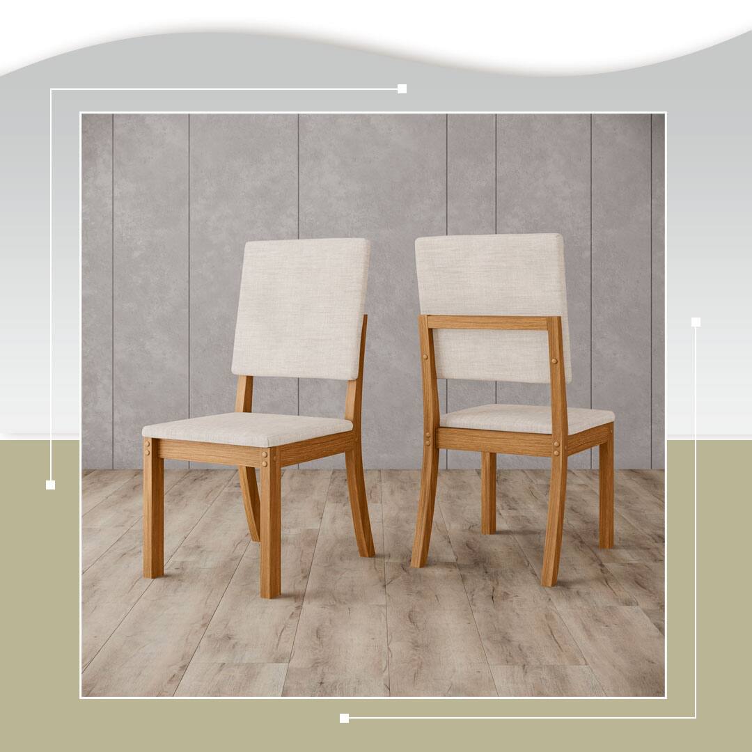 Conjunto Jantar Henn cadeiras Milla mdp pés cantoneira suede assento espuma 