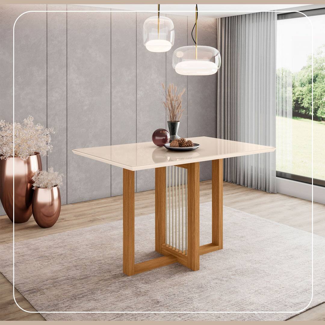 Mesa Jantar Henn Natali decoração casa acabamento pintura uv mdf