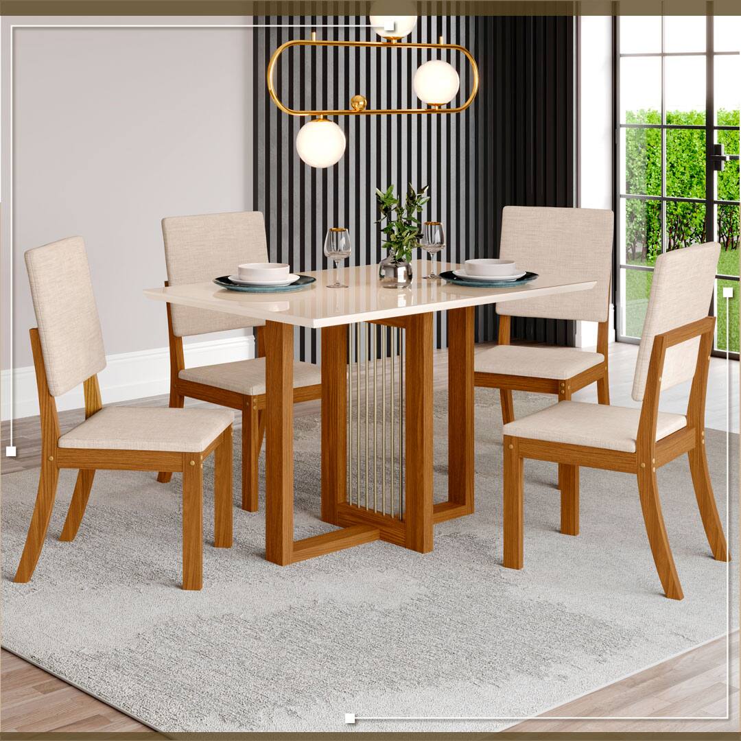 Mesa Jantar Henn Natali 4 Cadeiras Milla 