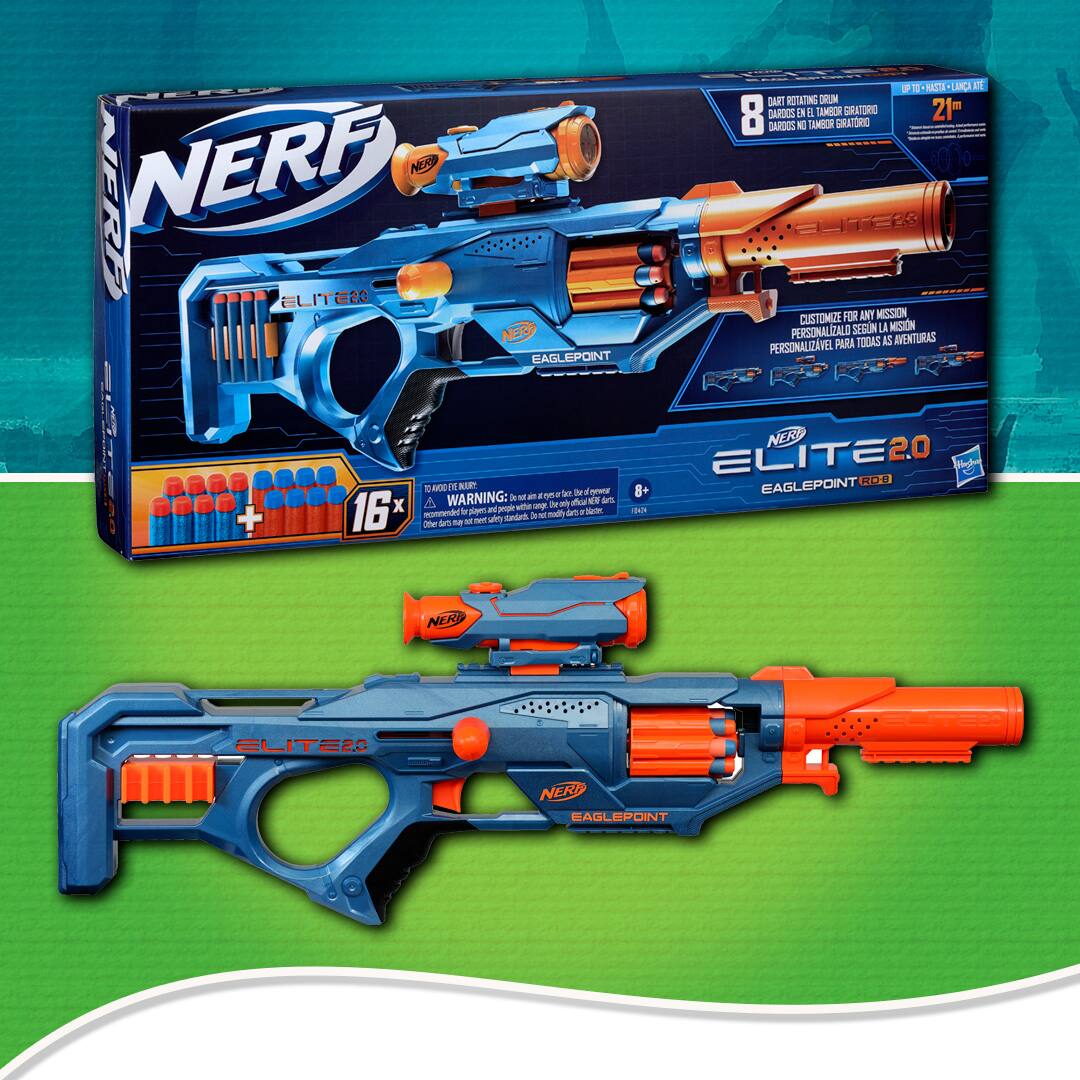 Lança Dardos Nerf Hasbro Elite 2.0 Eaglepoint RD-8 16 Dardos