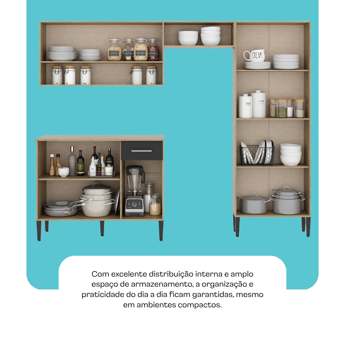 Cozinha Arizona Glam Carvalho com Preto