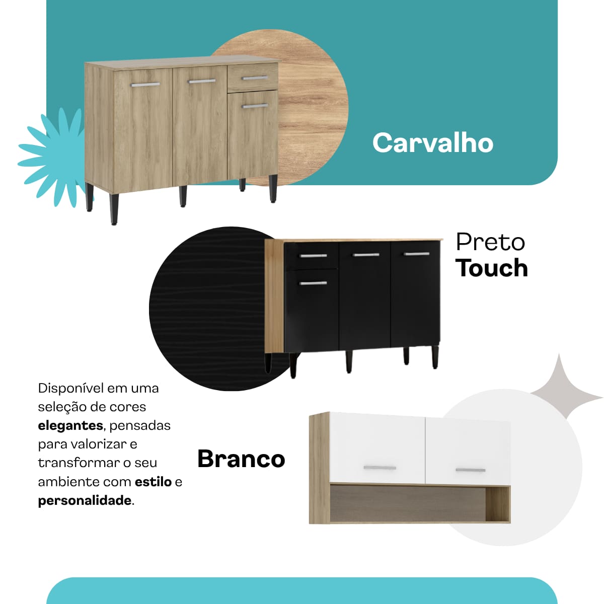 Cozinha Arizona Glam Carvalho com Preto