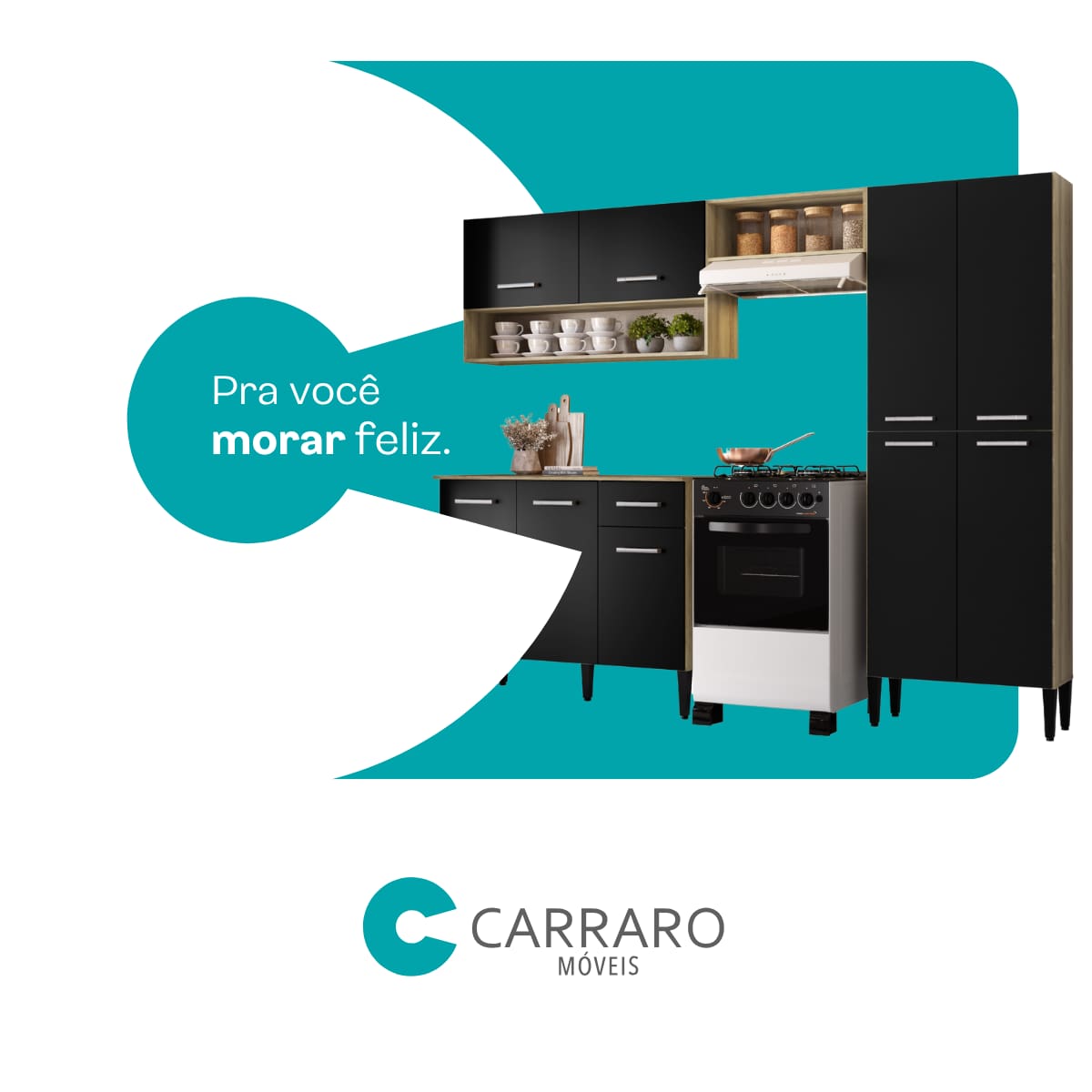 Cozinha Arizona Glam Carvalho com Preto
