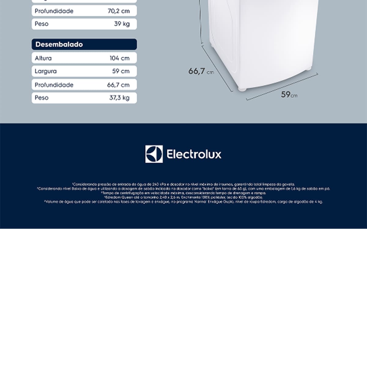 Máquina de Lavar 13kg Electrolux LDA13 Efficient