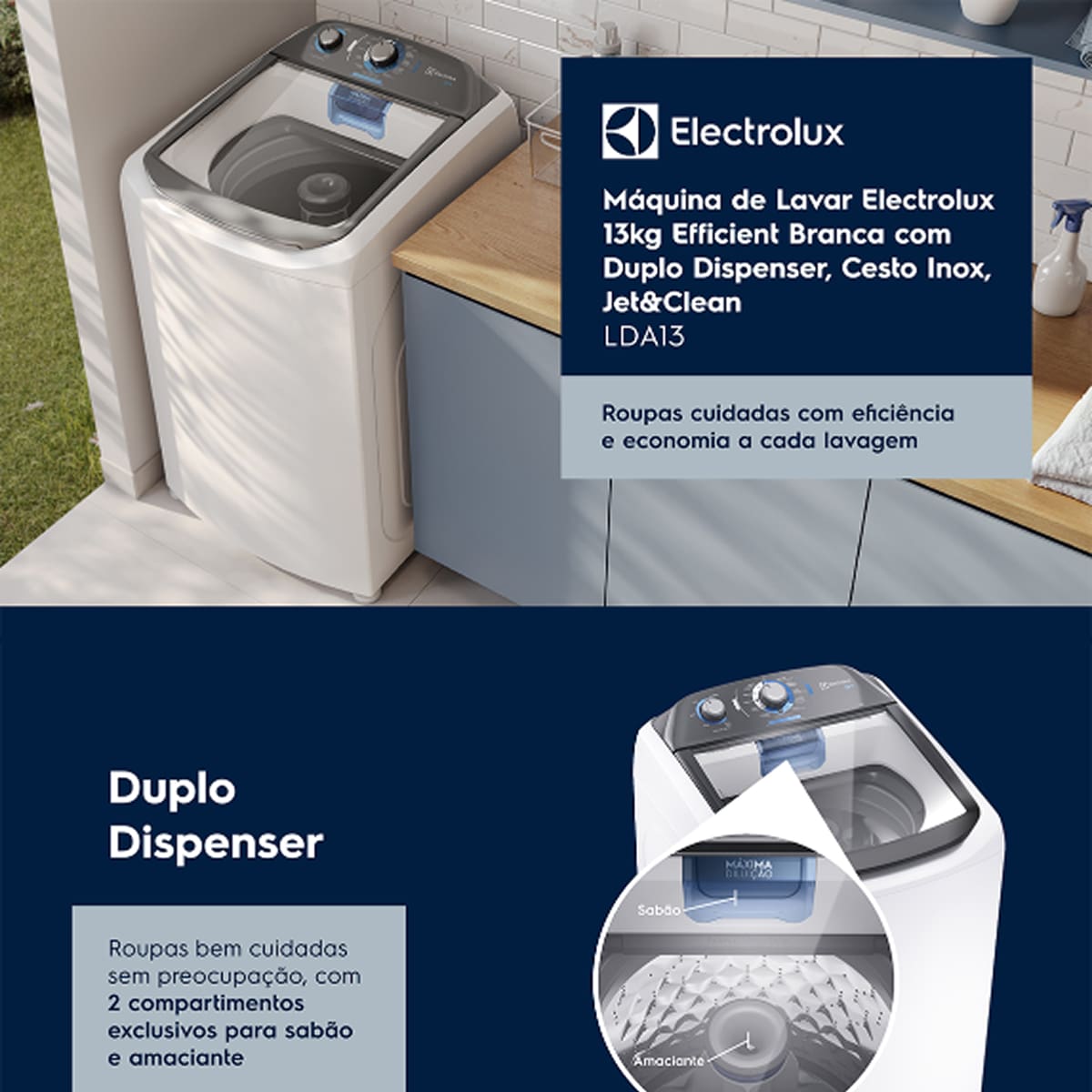  Máquina de Lavar 13kg Electrolux LDA13 Efficient