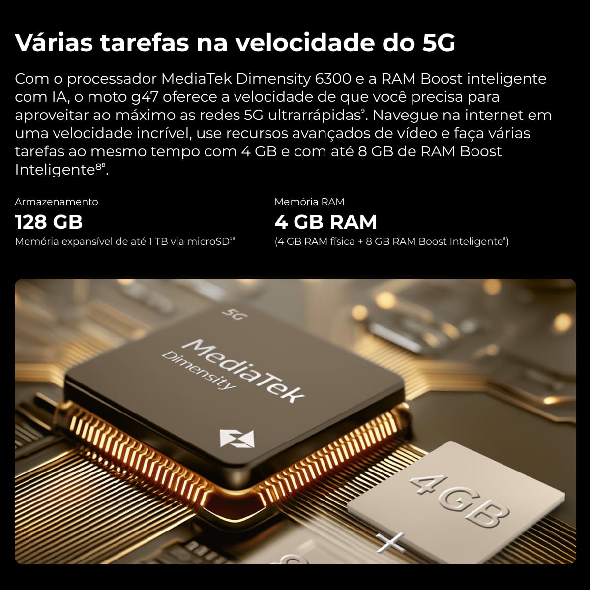 Smartphone Motorola Moto G47 5G 128GB 4GB RAM Câme...