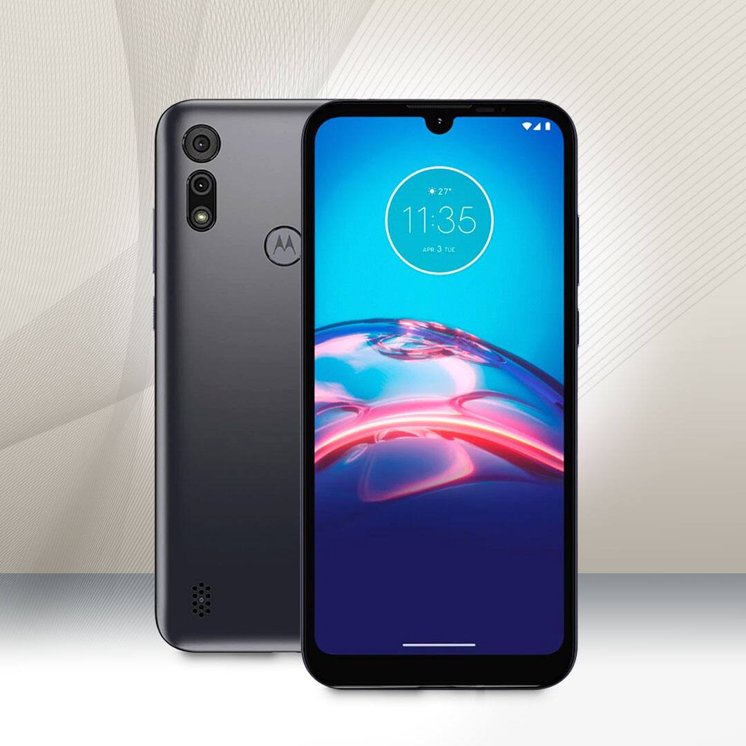 Smartphone Moto E6i Cinza Titanium Frente e Verso