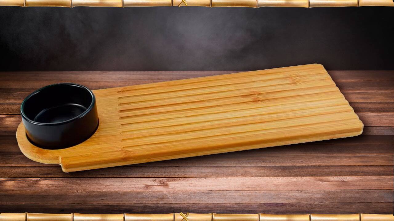 Petisqueira em Bambu com Molheira Dynasty