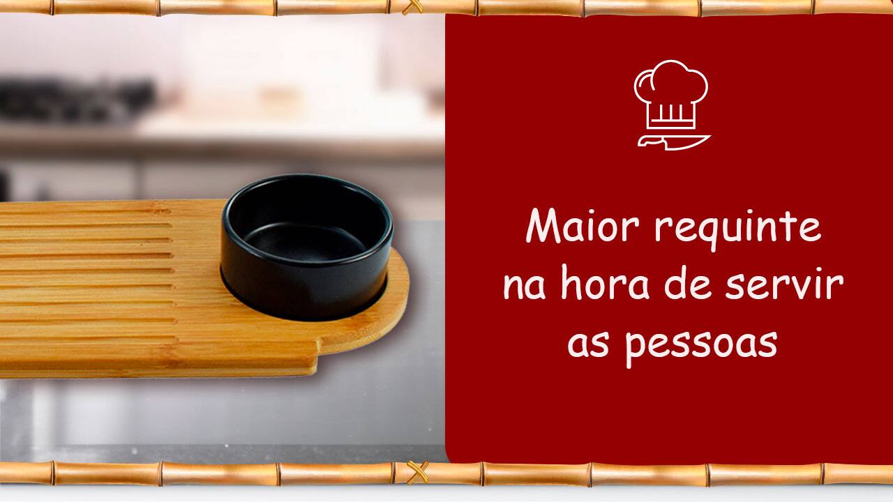 Petisqueira em Bambu com Molheira Dynasty DETALHE