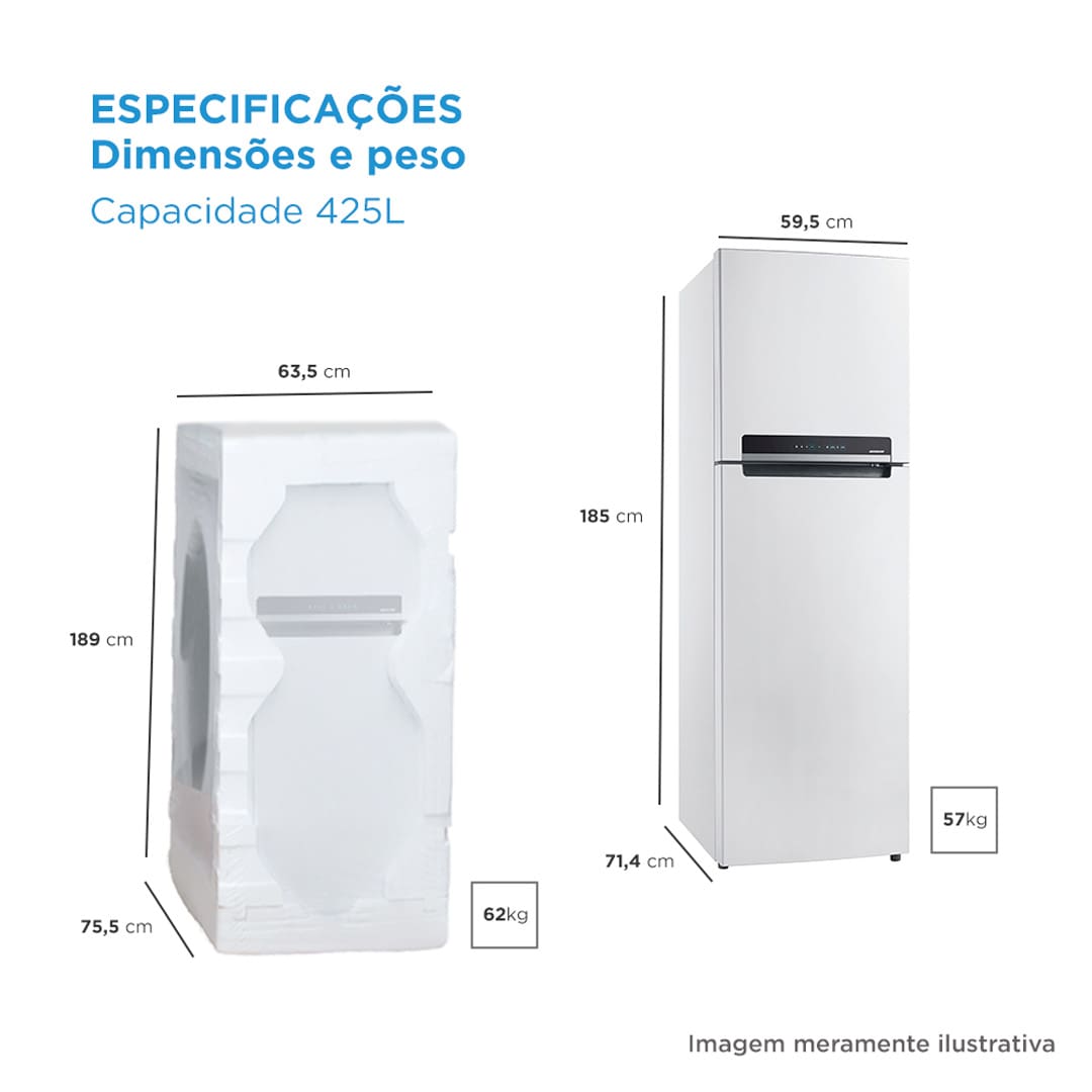 Espaço e modernidade. A Geladeira Frost Free Duplex 425 litros da Midea é a escolha perfeita para quem busca uma combinação de espaço e design moderno. Com o maior freezer do segmento, oferecendo 120 litros, ela proporciona amplo armazenamento para todas as suas necessidades, sem abrir mão da sofisticação.