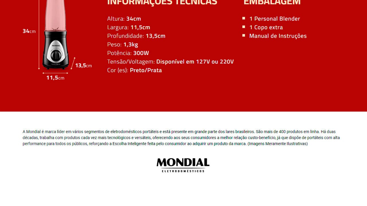 Liquidificador Mondial Personal Blender