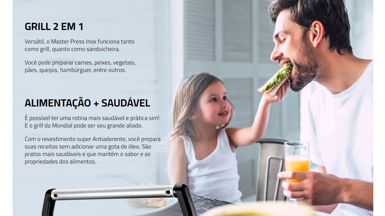 Sanduicheira Grill Mondial Master Press PG-01 Inox