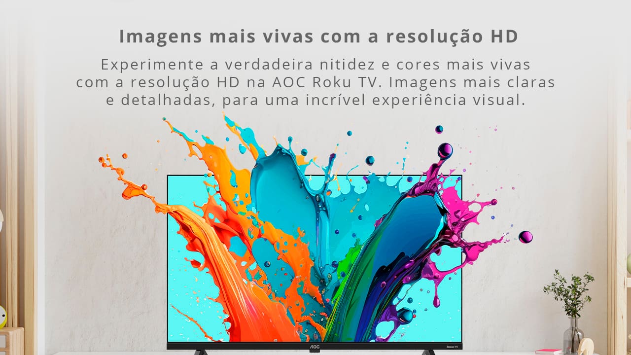 Smart TV 32" HD AOC 32S5045/78G com Roku TV