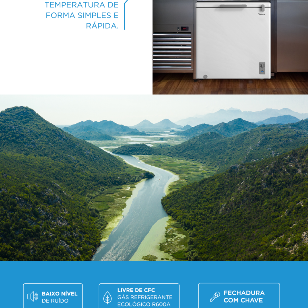 Freezer Horizontal Midea MDRC280 200 litros - Branco