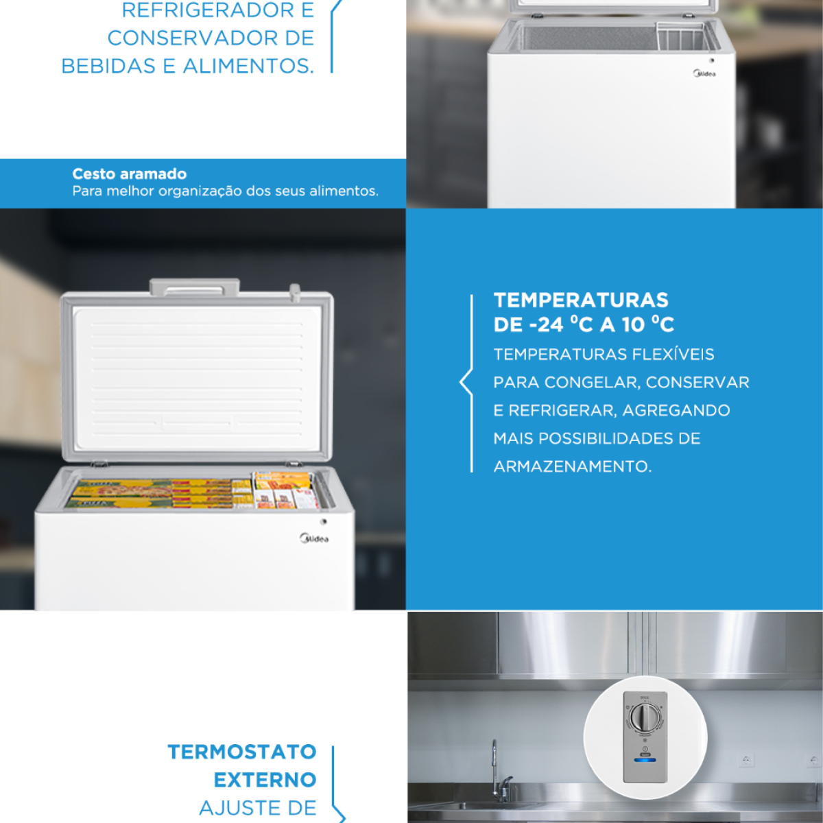 Freezer Horizontal Midea MDRC280 200 litros - Branco