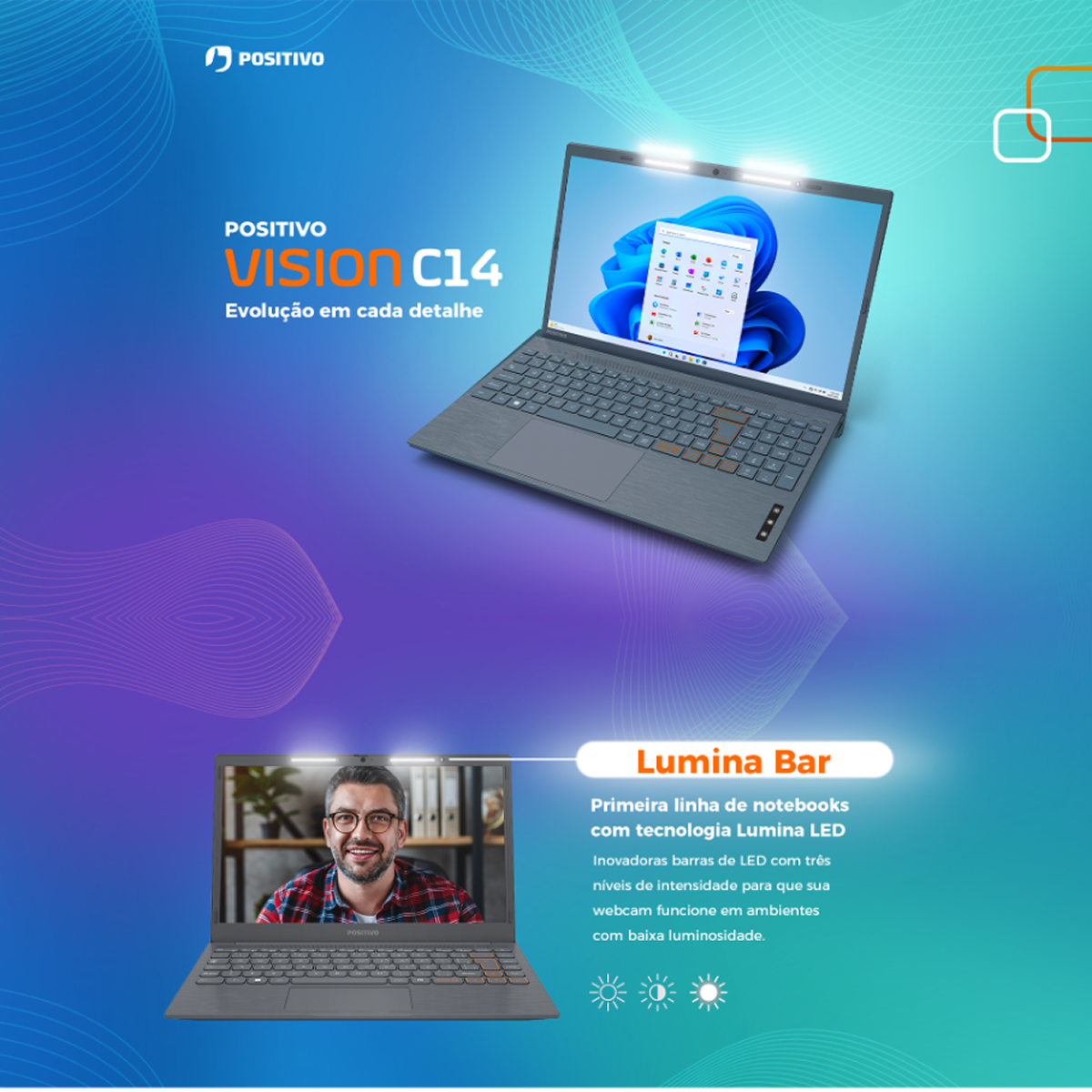 Celeron Dual Core 4GB 128GB eMMC Tela HD 14” Windows 11 + Microsoft 365 Personal Válido por 1 Ano - C14 Lumina BAR