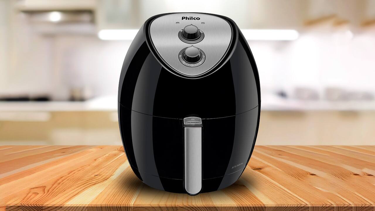 Fritadeira Elétrica Sem Óleo Air Fryer Philco Saúde Inox 4,4L - Preta